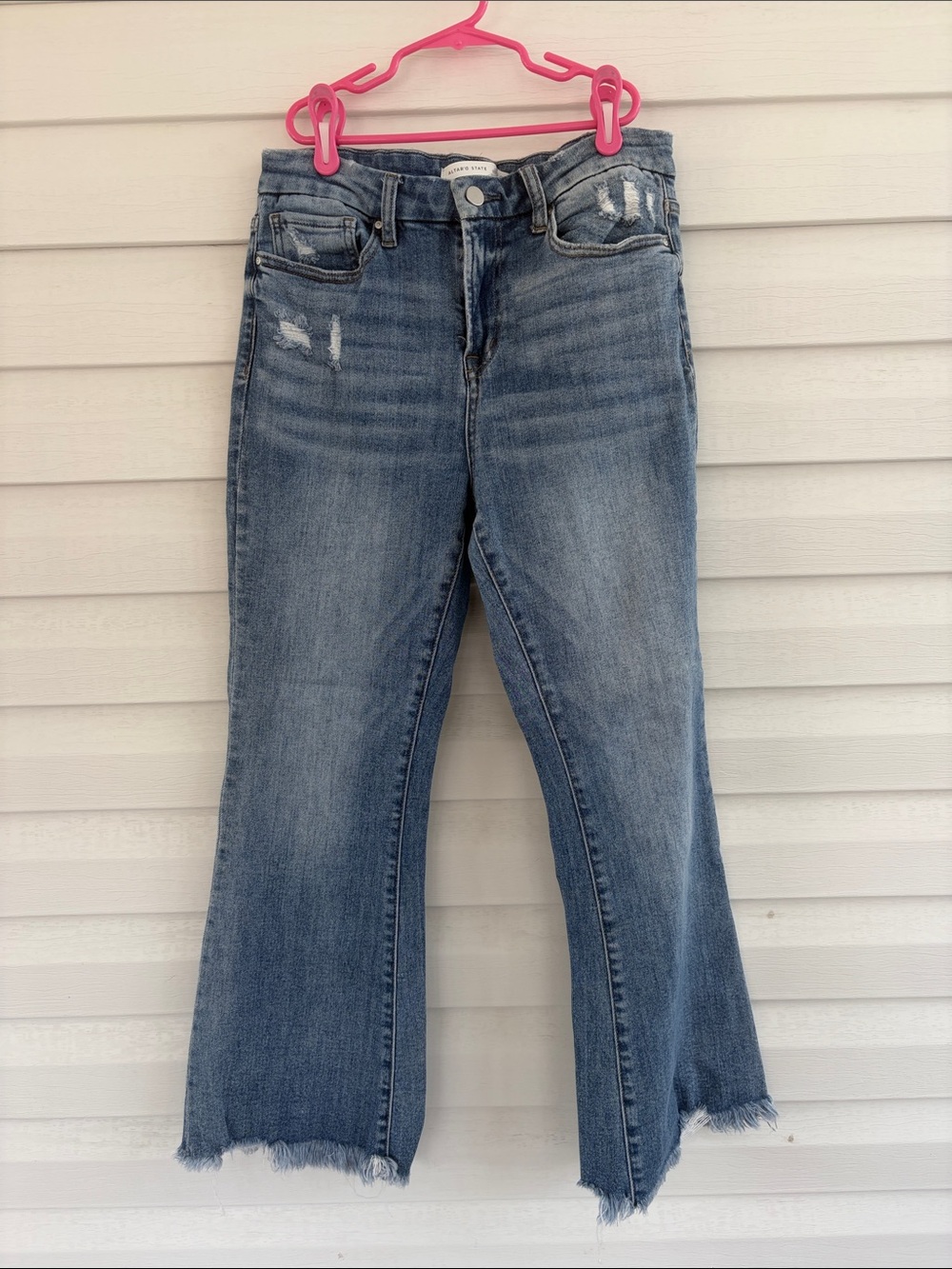 Altar'd State Cropped Flare Jeans | Raw Hem | Distressed High Rise Denim